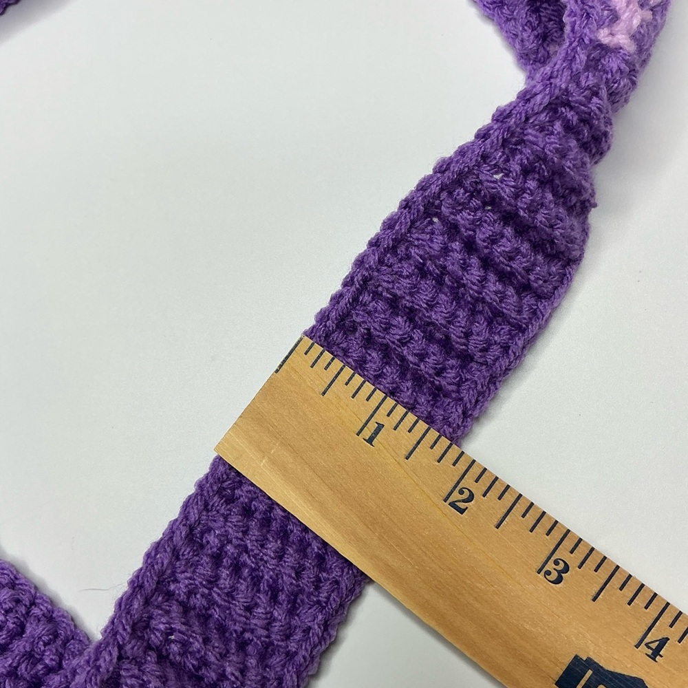 Handmade Amethyst & Soft Purple Checker Checkerboard Crochet Shoulder Tote Bag - Picture 8 of 16